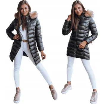DÁMSKÁ ZIMNÍ PROŠÍVANÁ BUNDA S KAPUCÍ ČERNÁ ty2079 - XL