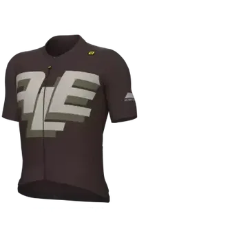 cyklistický dres Alé PR-E Sauvage pánský cyklistický dres krátký rukáv Brown vel. M