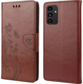 Pouzdro na mobilní telefon Flower PU kožené peněženkové pouzdro na mobil Samsung Galaxy A13 4G - hnědé