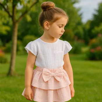 Kojenecká souprava Mušelínový set pro holčičku Barva: Růžová, Velikost: 98 (2-3 roky)