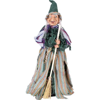 Party dekorace Bosorka s koštětem 50cm (Halloweenská dekorace do pokoje)