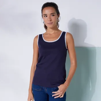 Dámské tričko Top se širokými ramínky a kontrastním lemováním nám. modrá 38/40