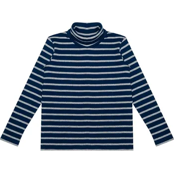 Chlapecké tričko Chlapecký rolák - WINKIKI WKB 92577, modrá / šedý proužek Barva: Modrá, Velikost: 98