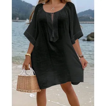 Dámské šaty Dámské plážové šaty s krajkou Barva: Černá, Velikostní tabulka: M