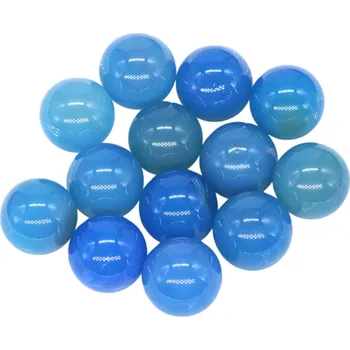 Přírodní korálky z modrého achátu 16 mm 5 ks Leštěné minerální kuličky pro výrobu šperků Dekorativní kameny na náramky a náhrdelníky