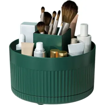 Kosmetický štětec Otočný plastový držák na pera a štětce 360° Multifunkční organizér na kosmetiku Toaletní stolek Koupelna Úložný box Bez příslušenství zelená