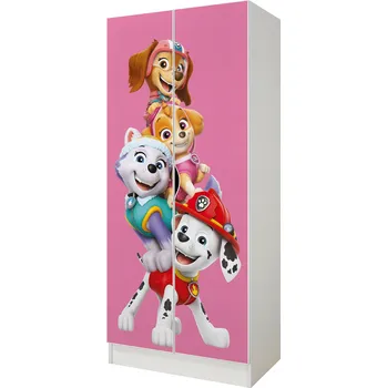 Šatní skříň Skříň Leomark Roma Tlapková patrola 70 x 161,5 x 42,5 cm bílá