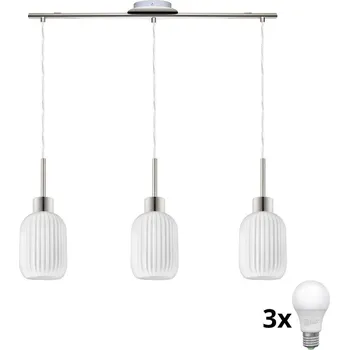 LED Lustr na lanku HARMA 3xE27/60W/230V matný chrom/bílá