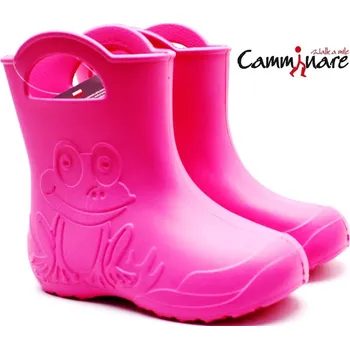 Chlapecké holínky Gumáky CAMMINARE ŽABKA růžové nezateplené G003 Velikost: 24-25