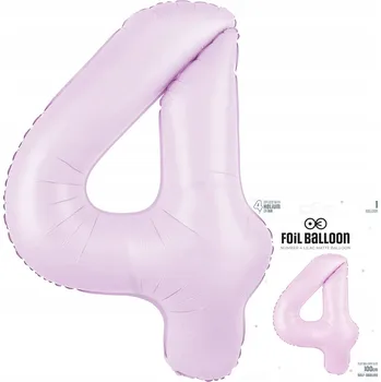 Balónek FÓLIOVÝ BALÓNEK ČÍSLICE 4 ČTYŘI VELKÝ BALÓN FIALOVÝ MATNÝ NA HELIUM 100cm