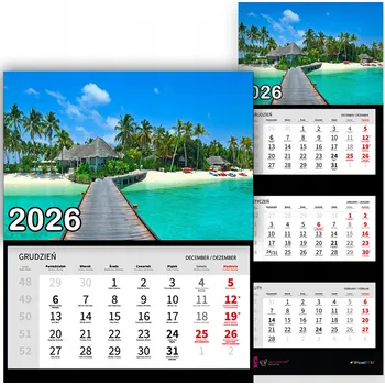 Kalendář Nástěnný Kalendář Trojdílný 2026 VENKOVSKÝ VZHLED Do Kanceláře Jako Dárek Vzory