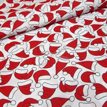 Bavlněná látka vánoční šíře 160cm - Santovo čepičky (50cm)