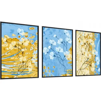 Obraz Sada 3x Plakát v Rámu AKVARELOVÉ Květiny 60x80