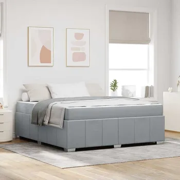 Postel vidaXL Rám postele s matrací Světle šedá 180 x 200 cm textil [3398300]