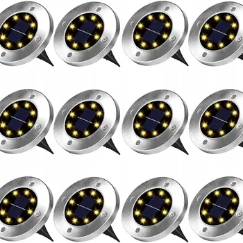 Venkovní osvětlení 12x SOLÁRNÍ ZAHRADNÍ SVĚTLA ZAPICHOVACÍ NÁJEZDOVÁ LED DISK