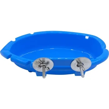Krmítko pro ptáka Závěsná miska do ptačí klece 10 x 18 x 4 cm Modrá plastová vana na koupel nebo krmivo Vanička pro ptáky Papoušci Andulky Klecové příslušenství