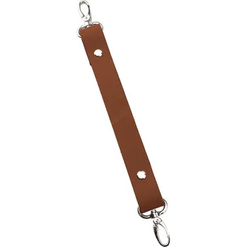 Pro Háčkování Sada kožený popruh 22 cm š. 2 cm hnědý s karabinou nikl
