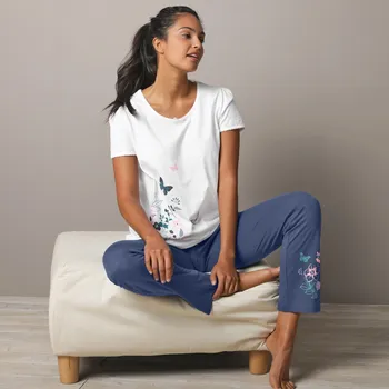 Dámské noční prádlo Pyžamové dlouhé kalhoty s potiskem břidlicová 50