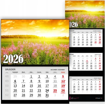 Kalendář Kalendář 2026 trojdílný – krajiny, výhledy, příroda a klid MIX VZORŮ