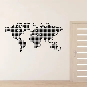 Samolepící dekorace Mapa světa čtverečky - vinylová samolepka na zeď 200x100cm