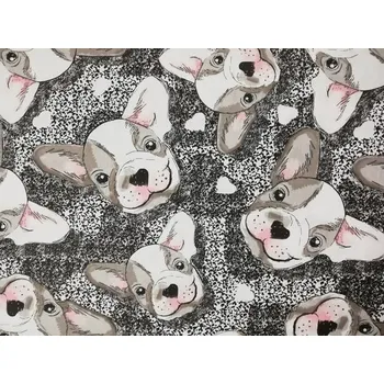 Bavlněná česká látka šíře 160cm - buldočci (50cm)