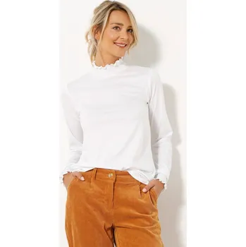 Dámská móda Tričko se stojáčkem a žabičkováním bílá 42/44