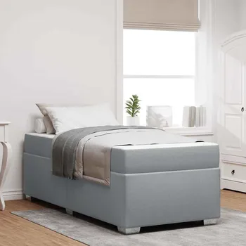 Postel vidaXL Rám postele s matrací Světle šedá 90 x 200 cm textil [3399159]