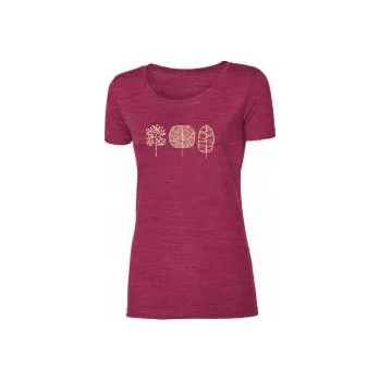 Dámské tričko Progress VINKA "TRESS" vínový melír XL; Červená triko + DÁREK DLE VÝBERU!