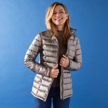 Nepromokavá prošívaná bunda na zip, s metalickým efektem zlatá 42