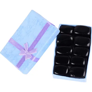 Přírodní tromlovaný obsidián 10 ks v dárkové krabičce Dekorační kameny 8–13 g Minerály pro sběratele Očistný kámen Energie