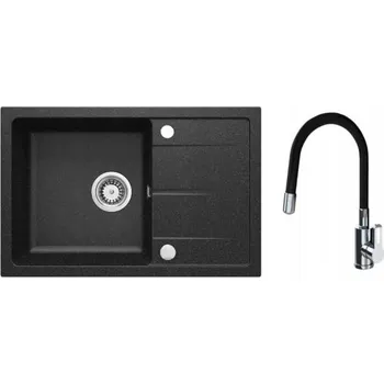 Granitový dřez Jednokomorový granitový dřez Deante Leda, šedý