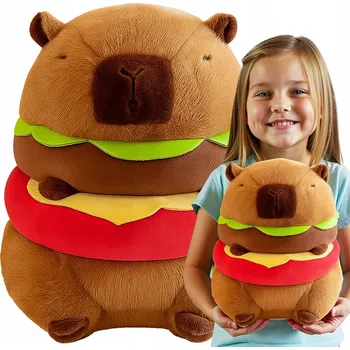 plyšák PLYŠOVÁ HRAČKA KAPYBARA KAPYBARA PLYŠÁK BURGER MĚKKÁ HRAČKA JAKO DÁREK 30 CM