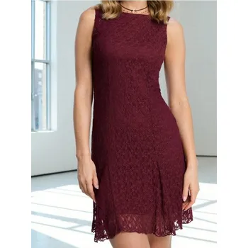 Dámská móda Sinsay - Mini šaty s ažurovým vzorem - burgundy - 608FI-83J - 608FI-83J-M