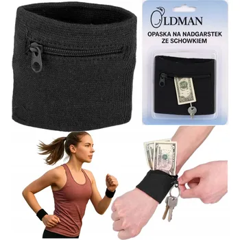 Náramek Froté náramek na zápěstí s kapsou na běhání, tenis - SKRYTKA na PENÍZE, klíče