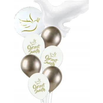 Balónek Sada balónků Křest Svatý – zlatý holoubek