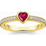 Thomas Sabo TR2448-995-10-56 Gold-plated solitaire ring w. red stone + zirconia