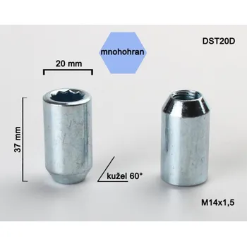 Šroubek na kolo Kolová matice M14x1,5 kužel s vnitřním mnohohranem, průměr 20mm, BIMECC