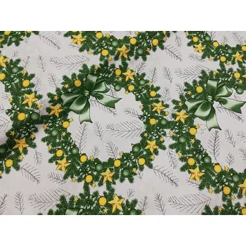 Bavlněná látka vánoční šíře 160cm - vánoční věnec (50cm)