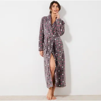 Šála Fleecový župan se šálovým límcem šedá hvězdy 38/40