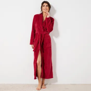 Šála Fleecový župan se šálovým límcem třešňová 56