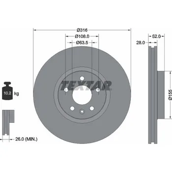 Brzdový kotouč Brzdový kotouč TEXTAR 92162303