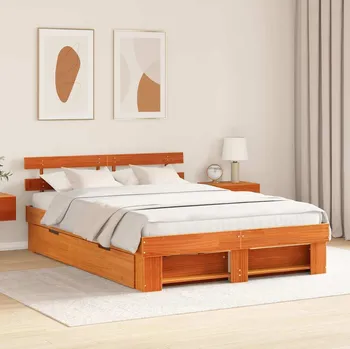 Postel vidaXL Rám postele Voskově hnědá 160 x 200 cm Masivní borové dřevo [3382270]