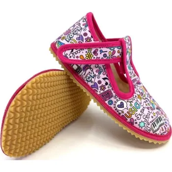 Dívčí pantofle Papuče Beda barefoot - BFN170020/W Music (středně široká verze) Velikost: 33