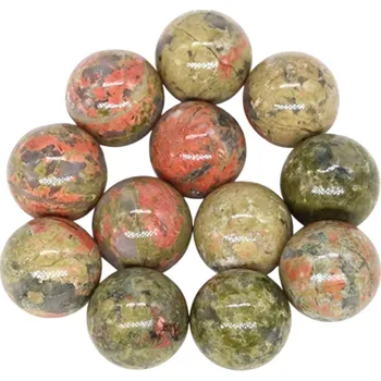 Sada 5 přírodních kuliček z unakitu 16 mm Minerální korálky na výrobu šperků Tvoření Dekorace Přírodní drahý kámen
