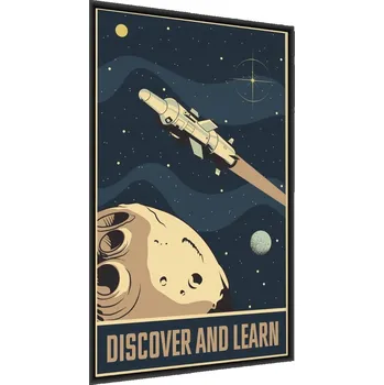 Obraz PLAKÁT ASTEROIDY, HVĚZDY A KOSMICKÁ RAKETA v rámu 50 x 70 cm