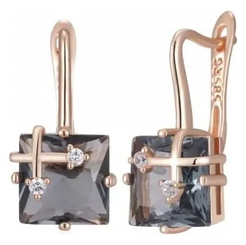 Náušnice Náušnice pozlacené 585 zlatem, zirkony křišťál růžové zlato