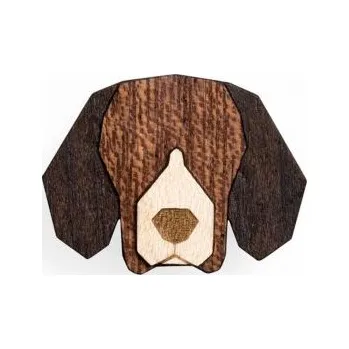 Šperk Dřevěná brož ve tvaru psa Beagle Brooch s praktickým zapínáním a možností výměny či vrácení do 30 dnů zdarma - BR52