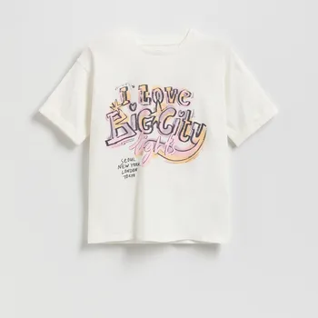 Dívčí tričko Reserved - Tričko s potiskem - krémová - 459FT-01X - 459FT-01X-164