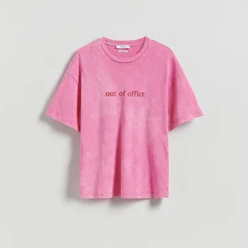 Dámské tričko Reserved - Bavlněné tričko - růžová - 082HS-30X - 082HS-30X-L