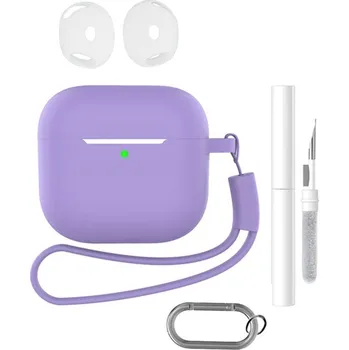 Příslušenství pro sluchátka Set silikonový obal na Apple AirPods 4 s čistící sadou - violet fialový